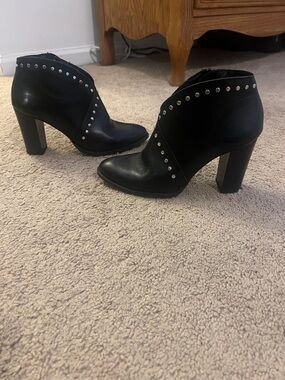 Black Studded Women's Ankle Booties - Brand Texto